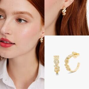 NEW Kate Spade Love You, Mom Crystal Small Huggie Hoop Earrings